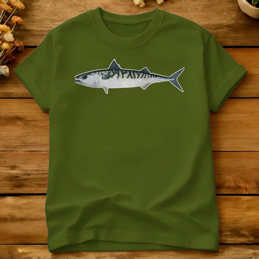 Atlantic Mackerel Watercolor Art Tshirt Summer Cotton T Shirts For Unisex Design Tee Shirt Shortsleeved Y2k Fun Top Tees