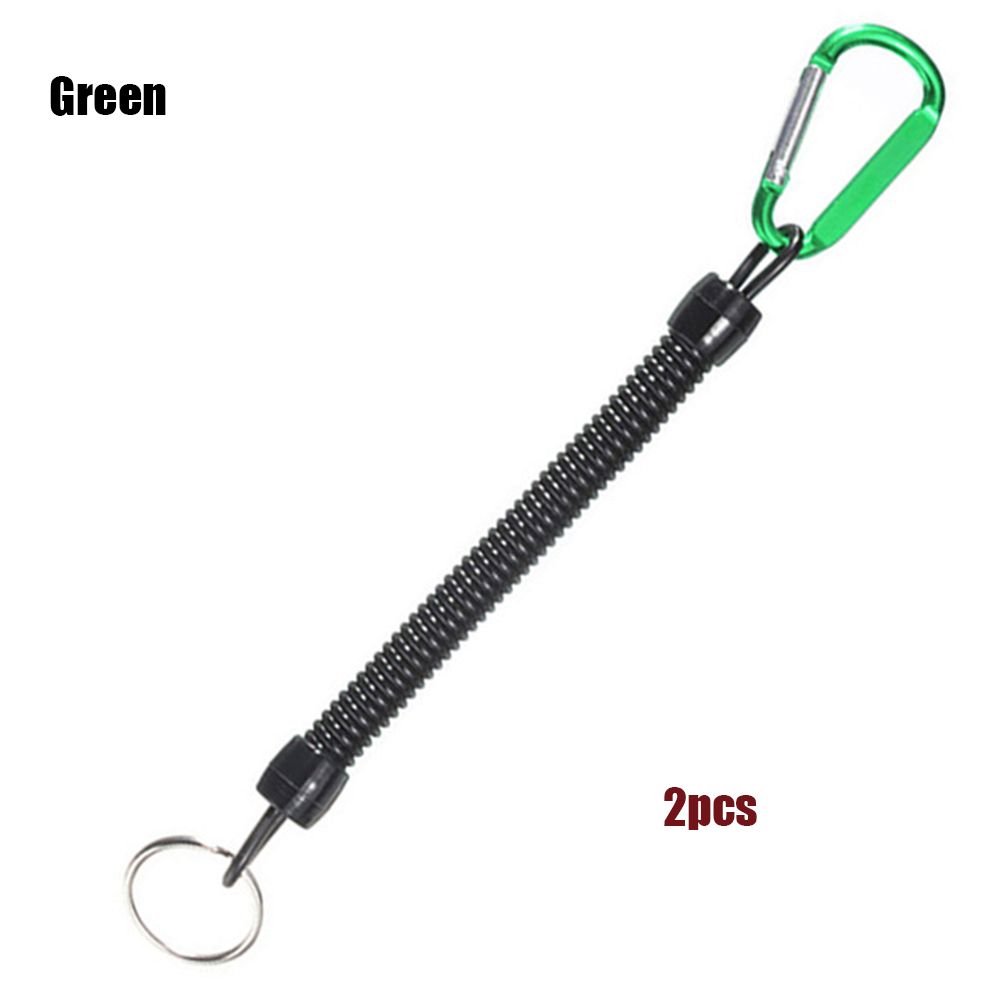 Camping Portable Fishing Lanyards Spring Elastic Rope Camping Carabiner Anti-lost Phone Keychain
