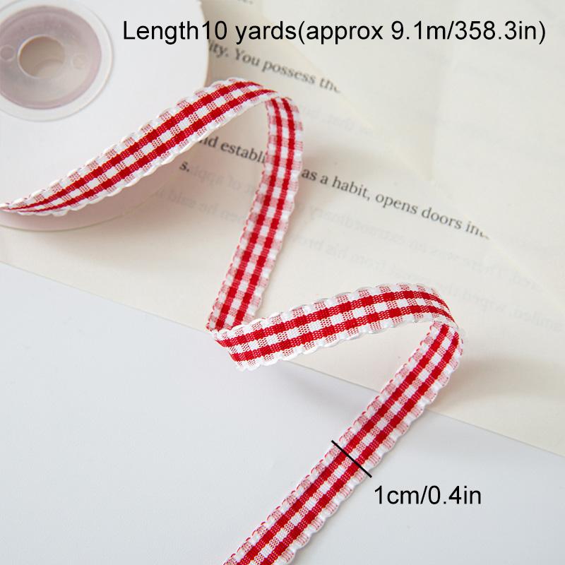 10yards/Roll Wave Edge Candy-Colored Plaid Ribbon 1CM Lace Checkered DIY Hair Accessories Gift Cake Box Decor Bouquet Bow
