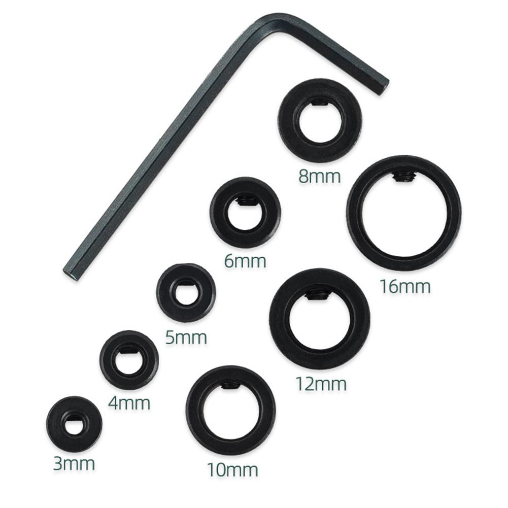 Drill Depth Stop Bit Collar Set Adjustable Positioner W/ Allen Wrench Drill Stop Bit Collar Set To Tighten The Stops Set-Screws