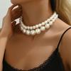 Multi Strands Faux Pearl Choker Retro Round Imitation Pearl Necklace Flapper Necklace Accessories for Wedding Gatsby Themed Party