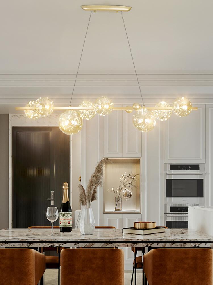 Современная креативная люстра с круглыми лампами, прозрачный стеклянный шар, потолочный подвесной светильник, романтическая звезда, декор для гостиной, светодиодное освещение, золото