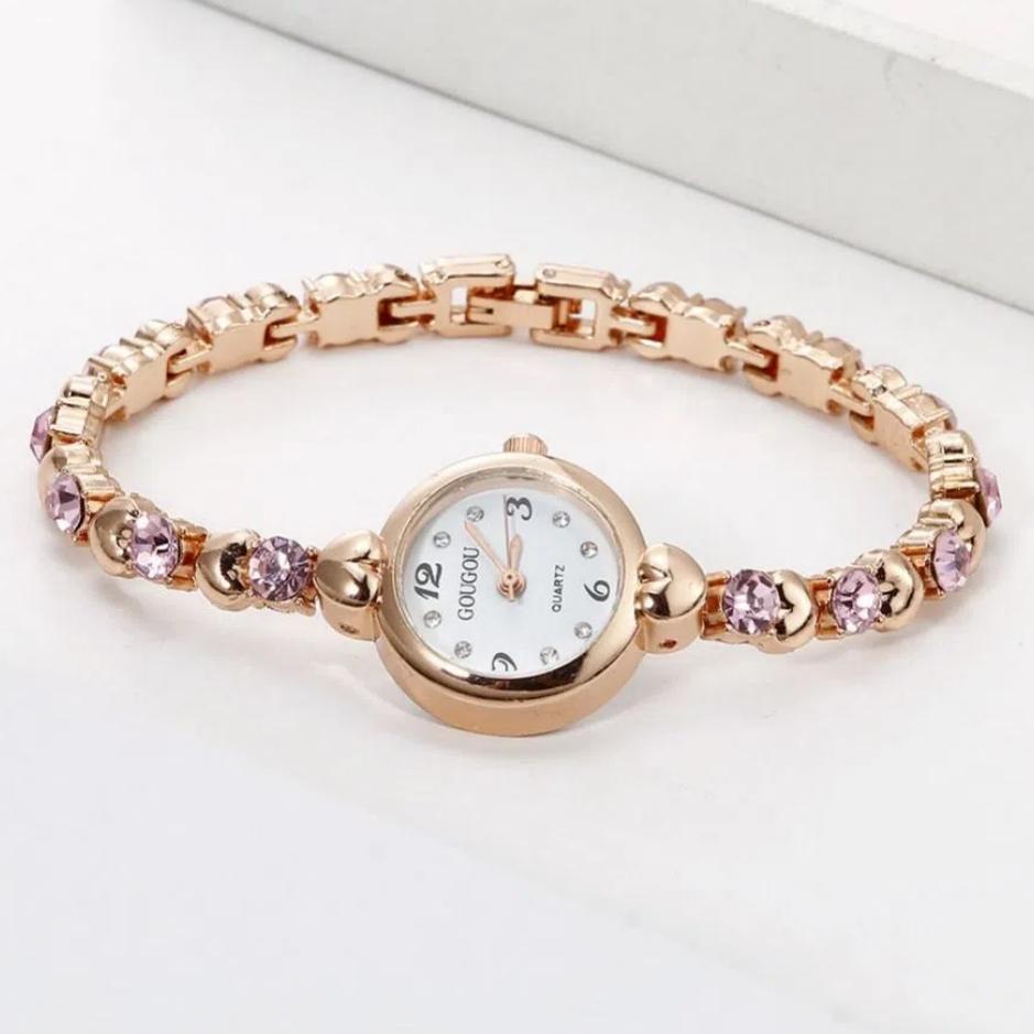 Легкие роскошные женские браслетные часы Элегантные кварцевые наручные часы Кварцевые часы со стразами Женские