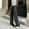 Повседневные брюки женские летние винтажные спортивные штаны с высокой талией серые широкие брюки с прямыми ногами