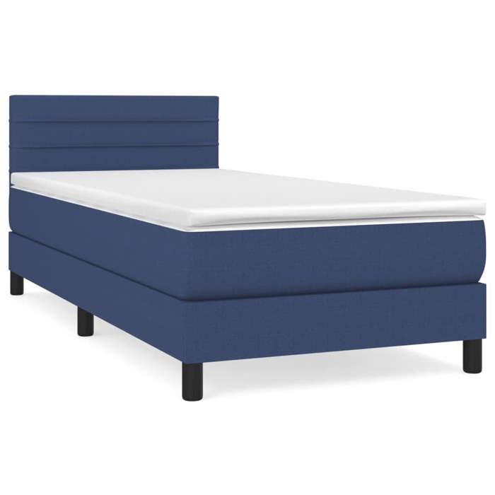 Maison Exclusive - Sommier à lattes de lit avec matelas Bleu 100x200 cm Tissu