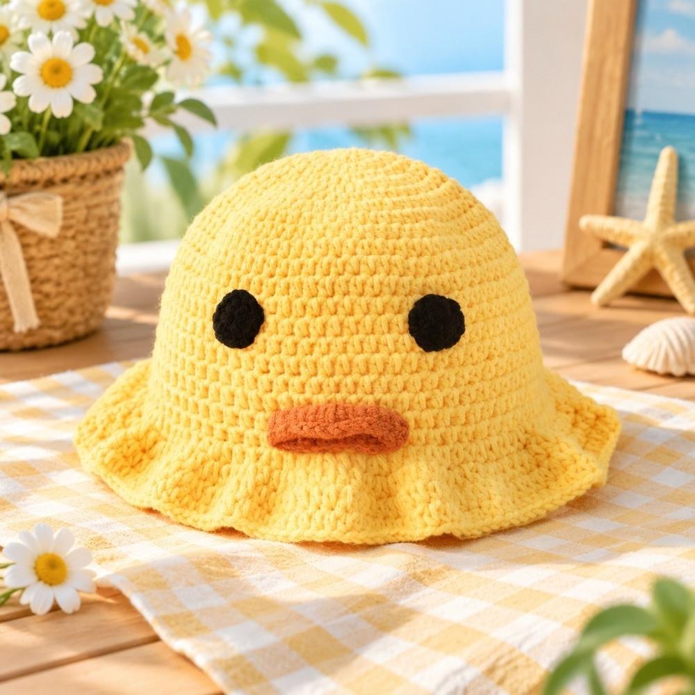 Knitted Fisherman Hat Breathable Mesh Beanies Cute Bucket Hats Hip-Hop Role-Playing