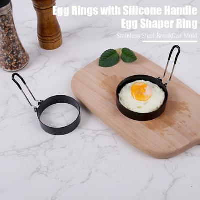 Яичные кольца с силиконовой ручкой, круглая форма для омлета из нержавеющей стали, кольцо премиум-класса для жарки яиц, гамбургеров, блинов, формирователь для приготовления завтрака