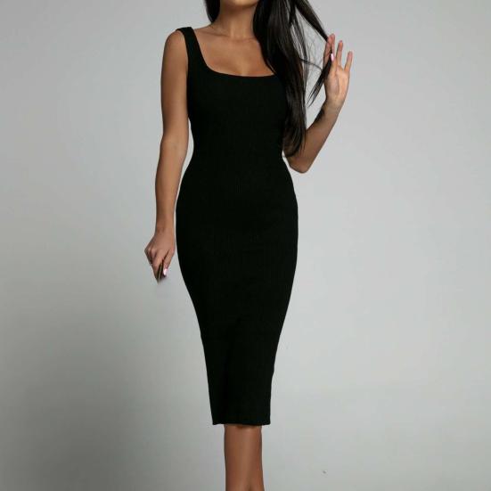 Женские нижние юбки больших размеров, женское платье-футляр с квадратным вырезом, однотонное облегающее эластичное летнее платье без рукавов, платье для свиданий