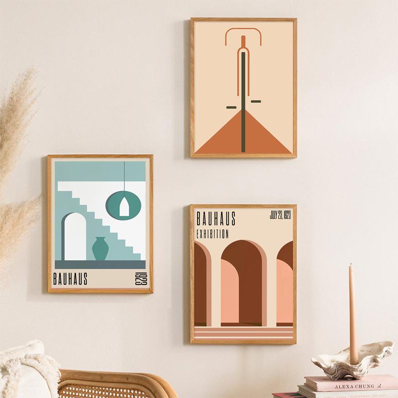 Абстрактные картины на холсте в стиле Баухаус, выставка, архитектурные геометрические постеры и принты, настенные художественные фотографии, украшение для дома, гостиной