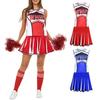 2 Pcs/Set Cheerleader Performance Outfit Sleeveless Top Skirt Set High School Glee Club Girl Cheerleading Costume Varsity Cheerleader Dress Uniform