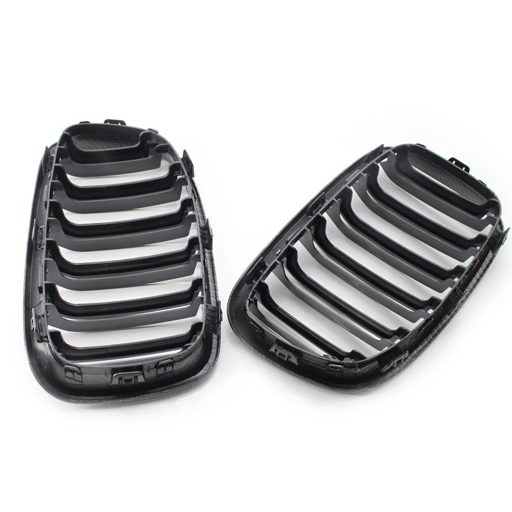 Ricoy Gloss Black For Bmw 2011 - 2014 F20 F21 118i 120i 140i 2 Hatchback Sport Kidney Grill Grille Carbon Fiber