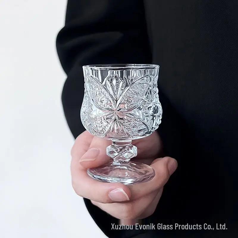 Ретро Гравированный Мини Бокал для Вина - 50 мл Бокал для Белого Вина на Ножке