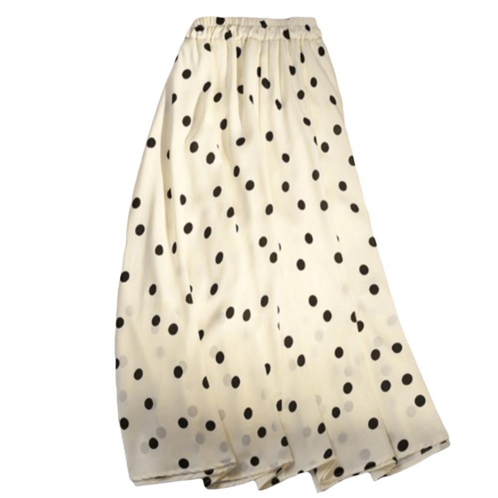 Slim Fit A-Line Skirt Elastic Waist Half-length Dress Vintage Polka Dot Skirt Work to Weekend