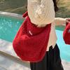 Winter College Wind Plush Bag Women'S Fashion Woolen Tote Bag Casual Large-Capacity Bucket Bag