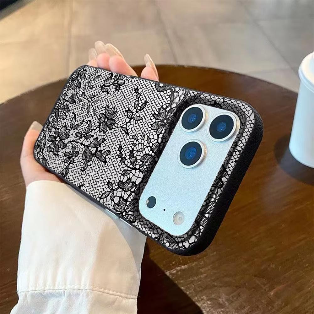 Чехол в кружевном стиле для iPhone 17 Pro Max 16 Pro 15 14 11 13 12 11 16E 17Air XR XS, текстура личи, мягкая крышка