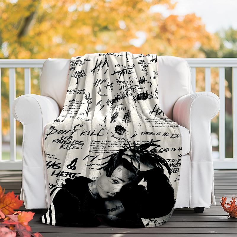 Фланелевое одеяло XXXtentacion, Мягкое, для любого сезона, Плед, Дизайн для кемпинга, Путешествий на машине, Пеших прогулок, Дивана, Кровати, Офиса, Идеальный подарок для вечеринок