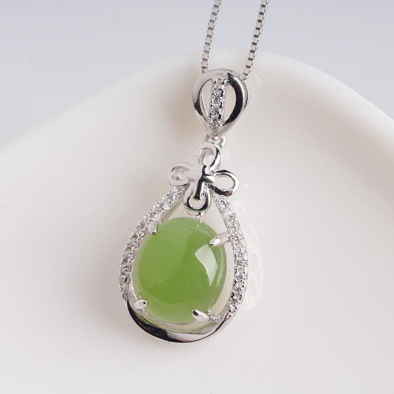 Сертифицированное ожерелье из стерлингового серебра 925 пробы с полым нефритовым кулоном из яшмы - Элегантный подарок для мамы