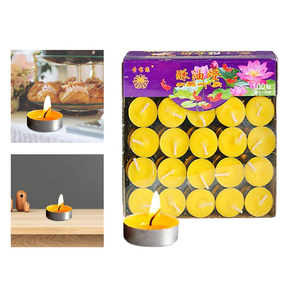 100x Tealight Ghee Butter Lamp Smokeless Candle Set for Meditation, Ceremonies,  Altars, Diwali Decorative Night Light Candles