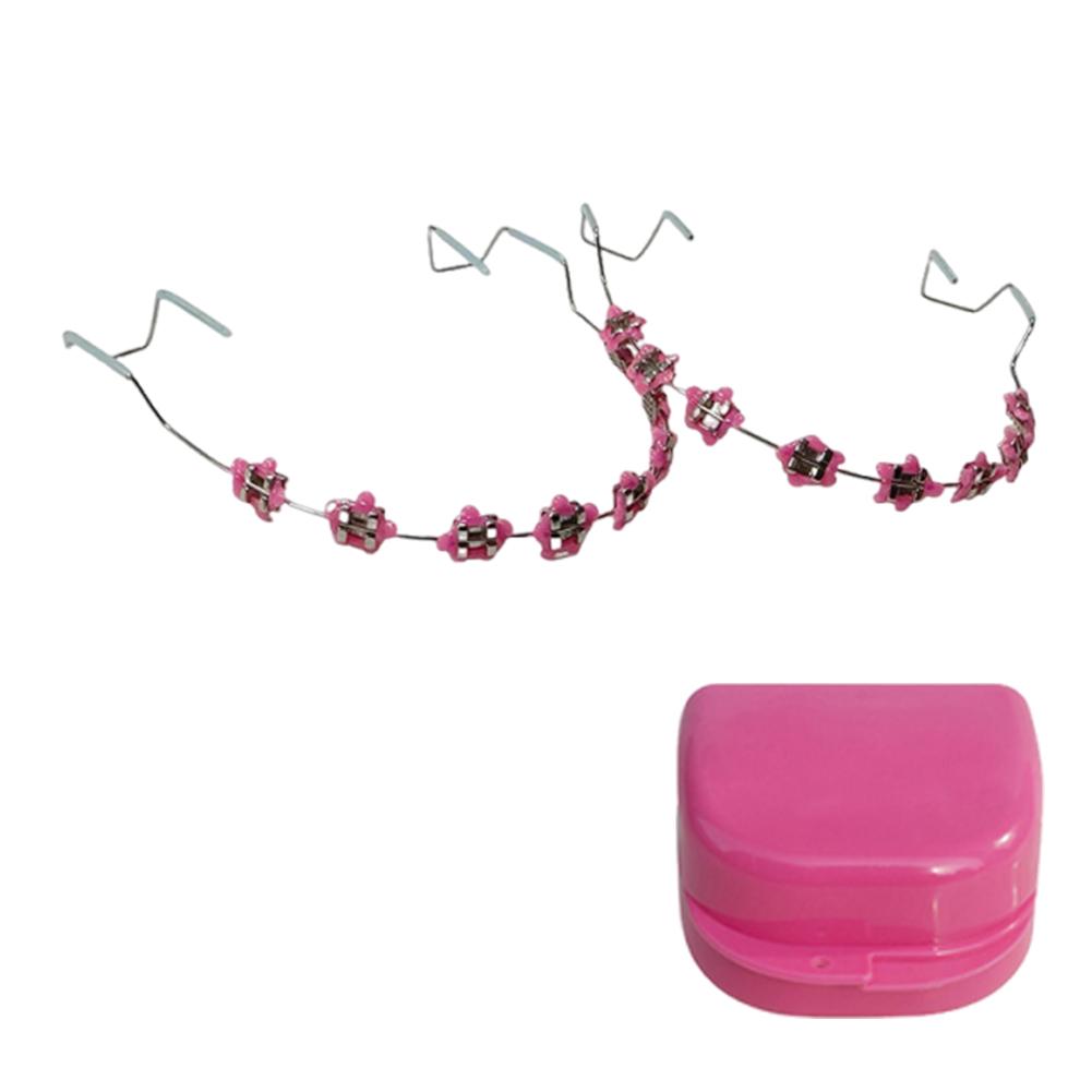 2 шт. Цветные стоматологические декоративные брекеты с коробкой для хранения Ортодонтические металлические дуги Брекет Мультяшный узор для ежедневной защиты зубов