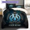 Custom Name Olympique de Marseille Pattern Bedding Quilt Set  Home Decoration  Gift (1 * duvet cover + 2 * pillowcase  without core)