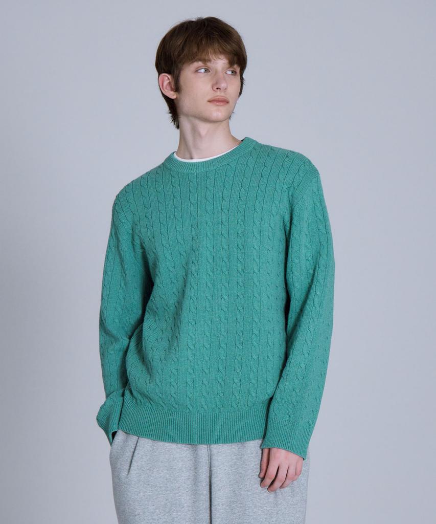 BASIC HOUSE Cable Round Neck Knit Mint Lykt7101 (Type A)