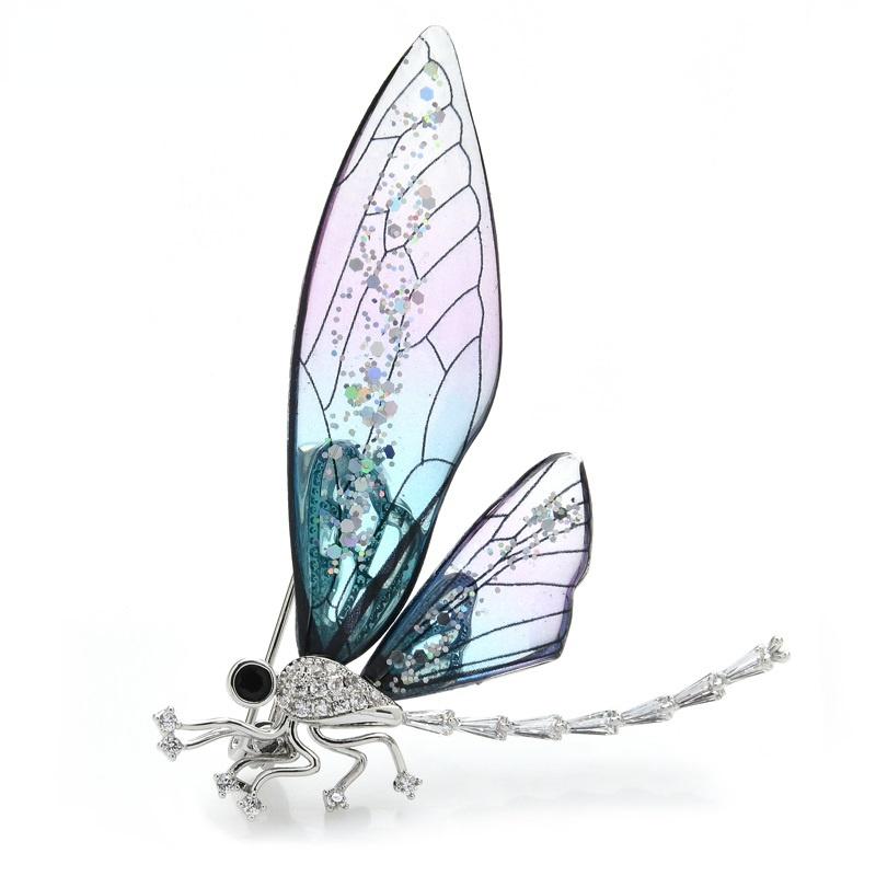 Transparent Dragonfly Brooches Women Big Insect Weddings Banquet Office Brooch Pins Gifts AVE