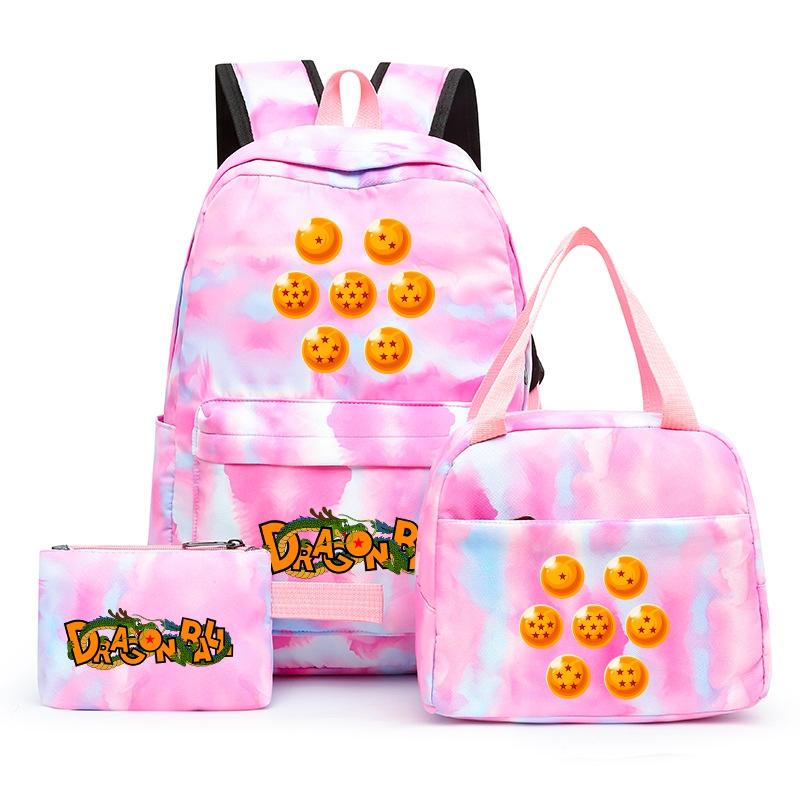 3Pcs/set Anime Dragon Ball Backpack for Girls Boys Back To Schoolbag with Lunch Bag Student Bookbag Men Women Travel Bag Mochila