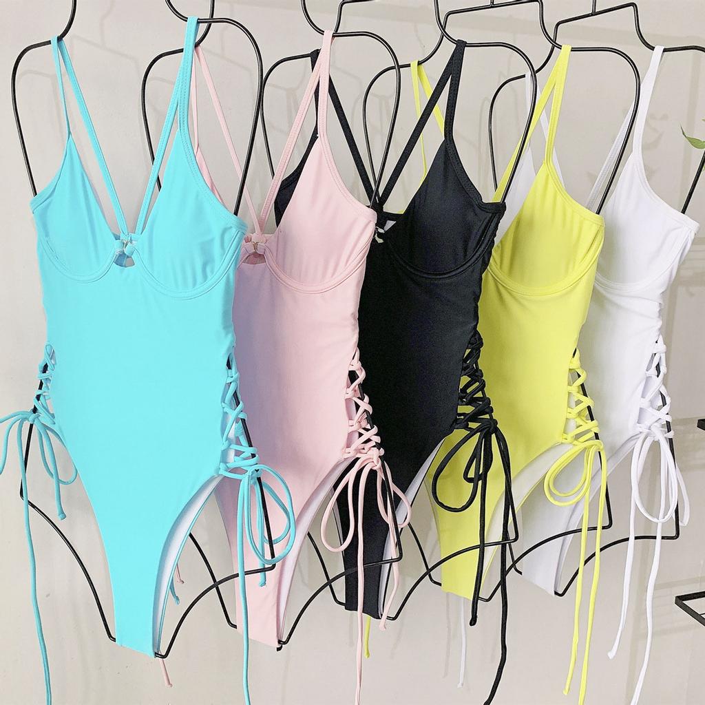 Push Up Women Swimwear One Piece Swimsuit Female Solid Monokini Bandage Swim Suits Sexy Bathing Suit Swimming Beachwear Monokini