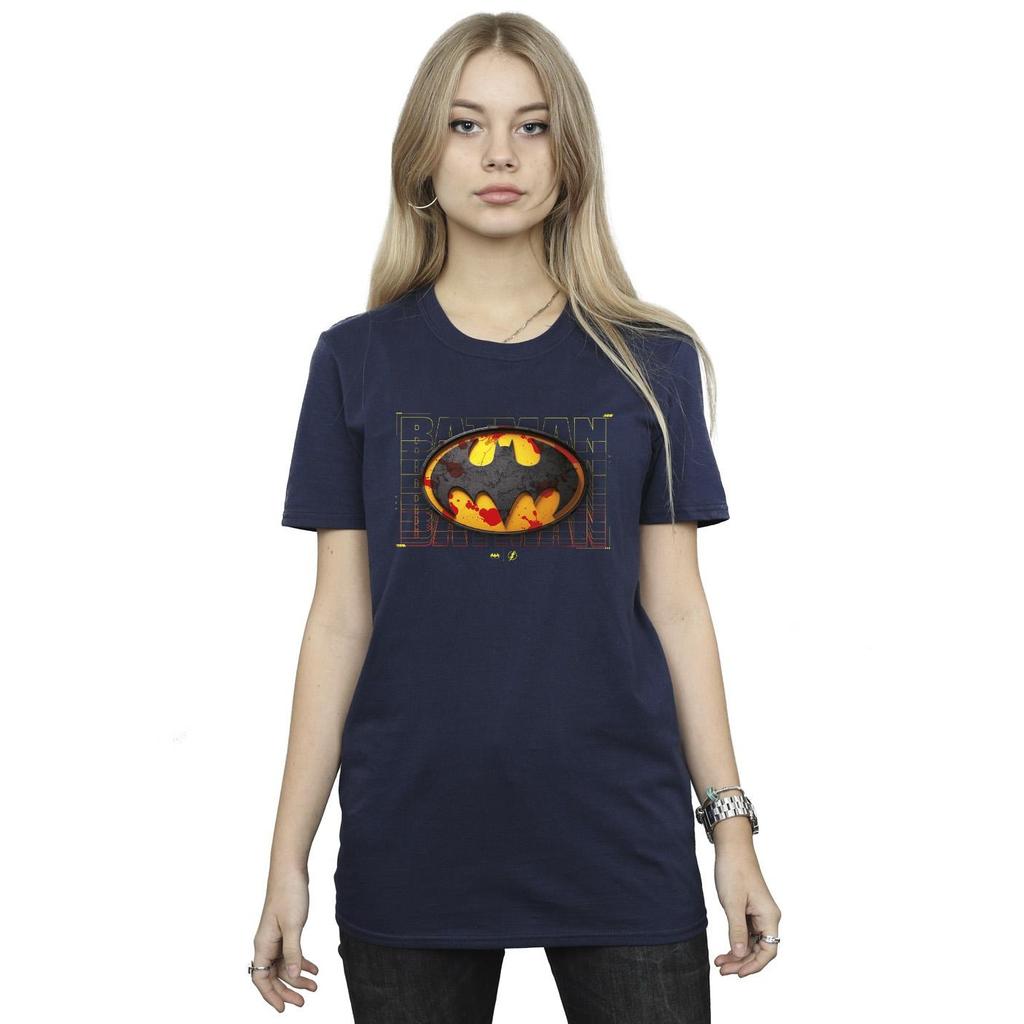 DC Comics Womens/Ladies The Flash Batman Red Splatter Cotton Boyfriend T-Shirt