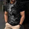 Модная одежда с коротким рукавом и графическим принтом льва, летняя футболка 2024 года с круглым вырезом и 3D-принтом в виде животных, свободные мужские дышащие футболки