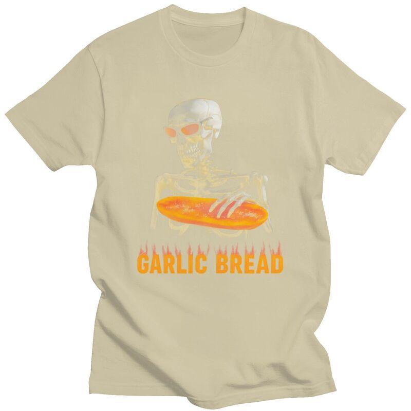 Garlic Bread Skeleton Meme TShirt Pure Cotton Tees Shirt Summer O Neck Tshirt Casual ShortSleeve Clothing For Men Birthday