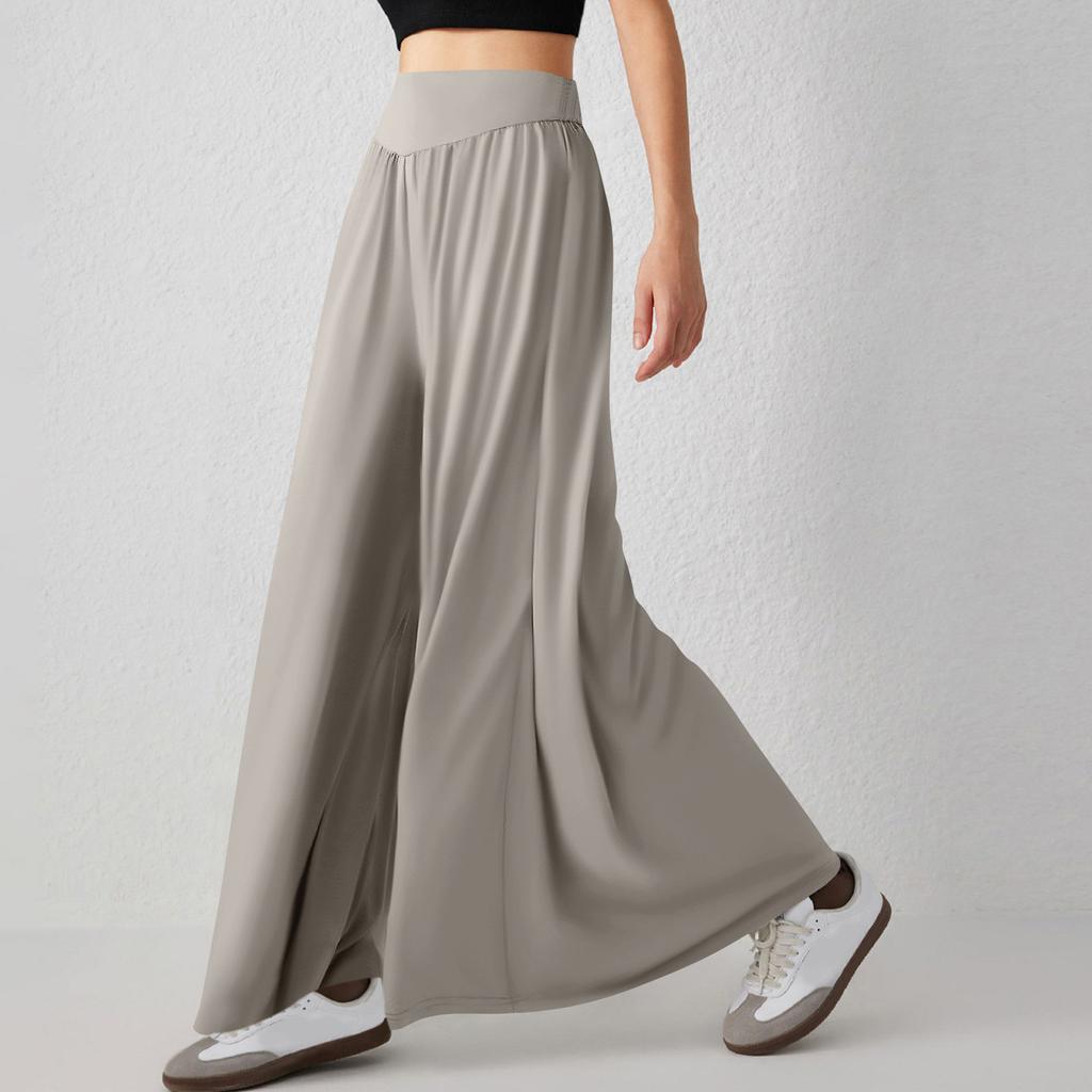 Женские брюки с эластичной талией в минималистском стиле, широкие брюки, повседневные брюки с драпировкой