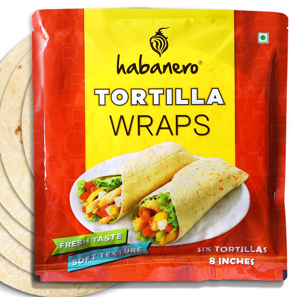 Habanero Tortilla Wraps 8 Inches O| Fresh Taste & Soft Texture l Best for Burrito, Wraps, Tacos, Samosas, Shawarmas and Rolls l Ready to Eat Health