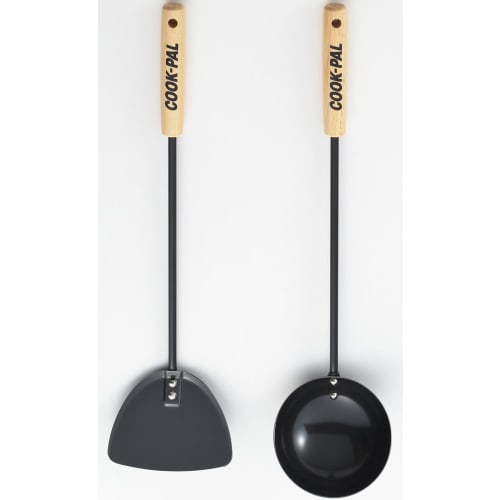 Yoshikawa Cookpal Chinese Ladle, Black, 40.8cm, Made In Japan, YJ2487