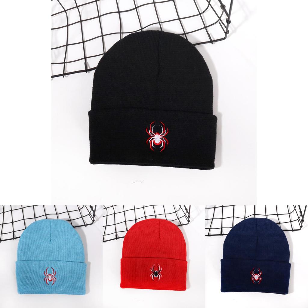 Street Style Spider Pattern Knitted Cap With No Brim For Winter Casual Wear