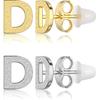 2 Pairs Initial Stud Earrings for Women – 316L Hypoallergenic Surgical Steel, 14K Gold Plated Letter Earrings Set, Includes Anti-Piercing Silicone