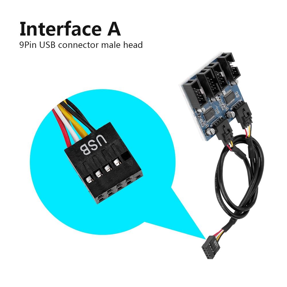 Материнская плата 9-контактный разъем USB Male 1 на 4 Female удлинительный разветвитель кабеля USB 9-контактный разъем