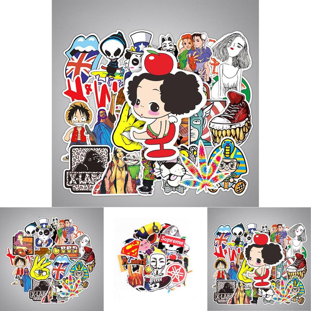 Vibrant 50pcs Vinyl Stickers For Skateboard Guitar Travel Case With Cool Designs