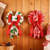 Christmas Tree Topper Bow Striped Print Xmas Wreath Gift Bow Christmas Home Indoor Outdoor Decoration