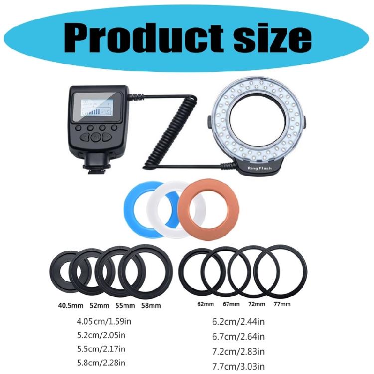 Studio Grade Macro Flash Light With Two Side Lighting 8 Interchangeables Adapters 4 Color Filters For Professional Photography