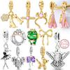Шармы Оригинальная Медь Золото Балетки Бант Ангел Сердце Крест Шарм Бусина Подходит Браслет Браслет Подвеска Женские Украшения