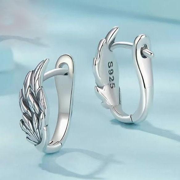 Серьги-клипсы из стерлингового серебра 925 пробы Винтажные для женщин Модные Простые Ретро Крылья Серьги Украшения Предотвращают Аллергию Аксессуары для Вечеринки Подарок