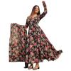 Modestouze Attires Floral Printed Georgette Anarkali Kurta Set with Dupatta, Full Sleeve Umbrella Dress for Women, Party Wear