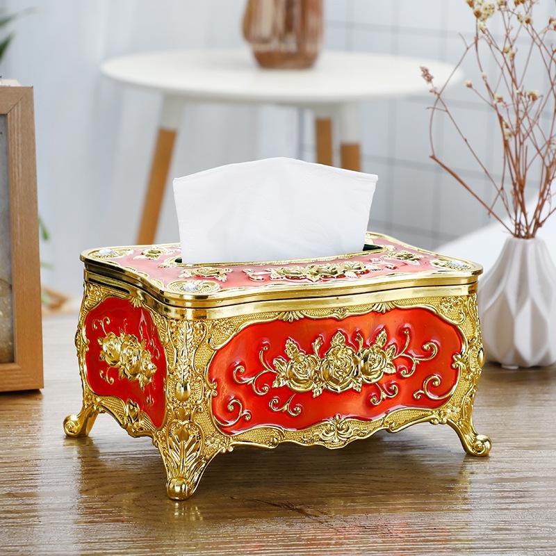 Акриловая коробка-диспенсер для салфеток с золотой окантовкой, 18x12x9см - Креативный маленький настольный держатель для салфеток