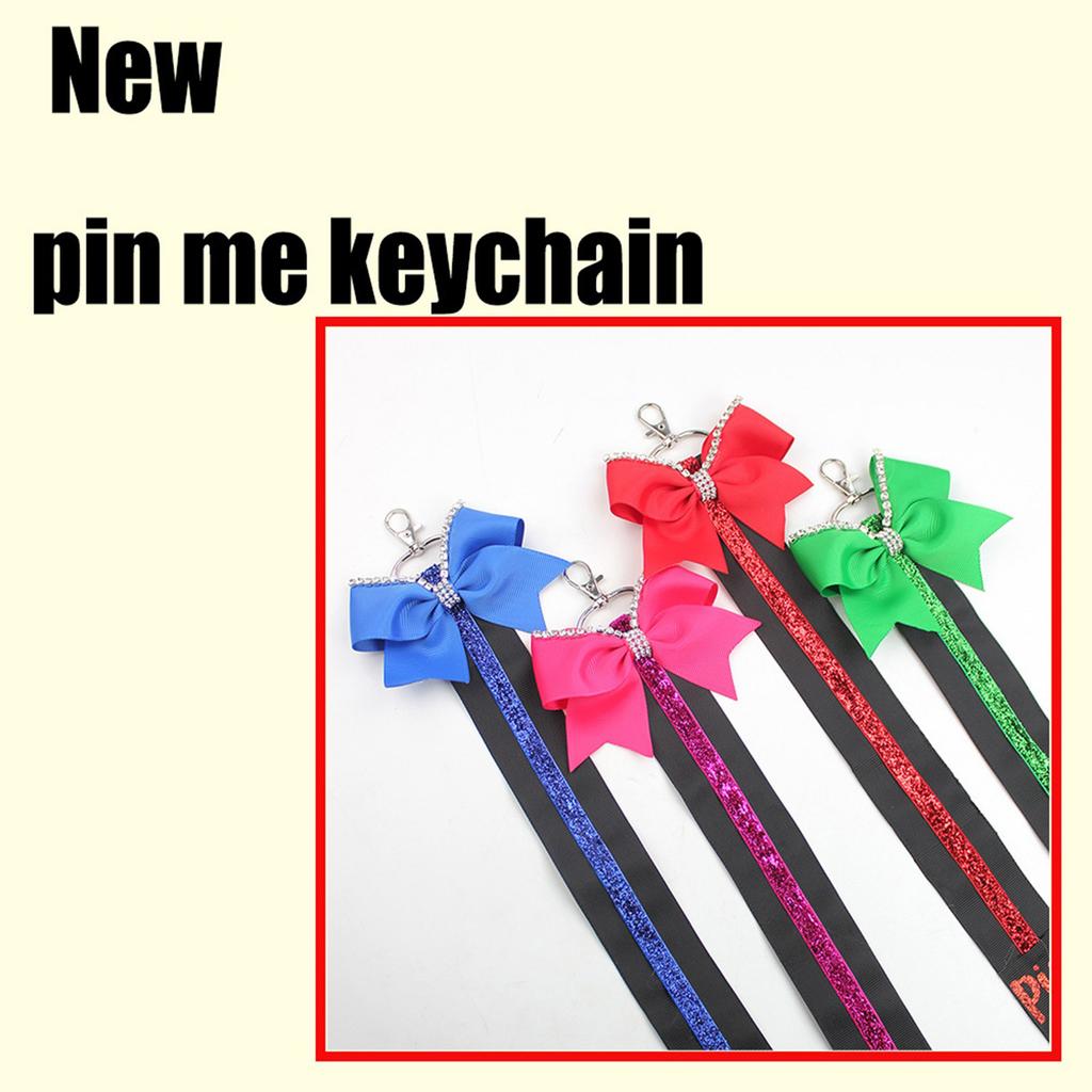 Cheerleading Competition Accessory Glittering Pin Me Ribbon Keychain for Backpacks and Goody Bags Sports Accessories