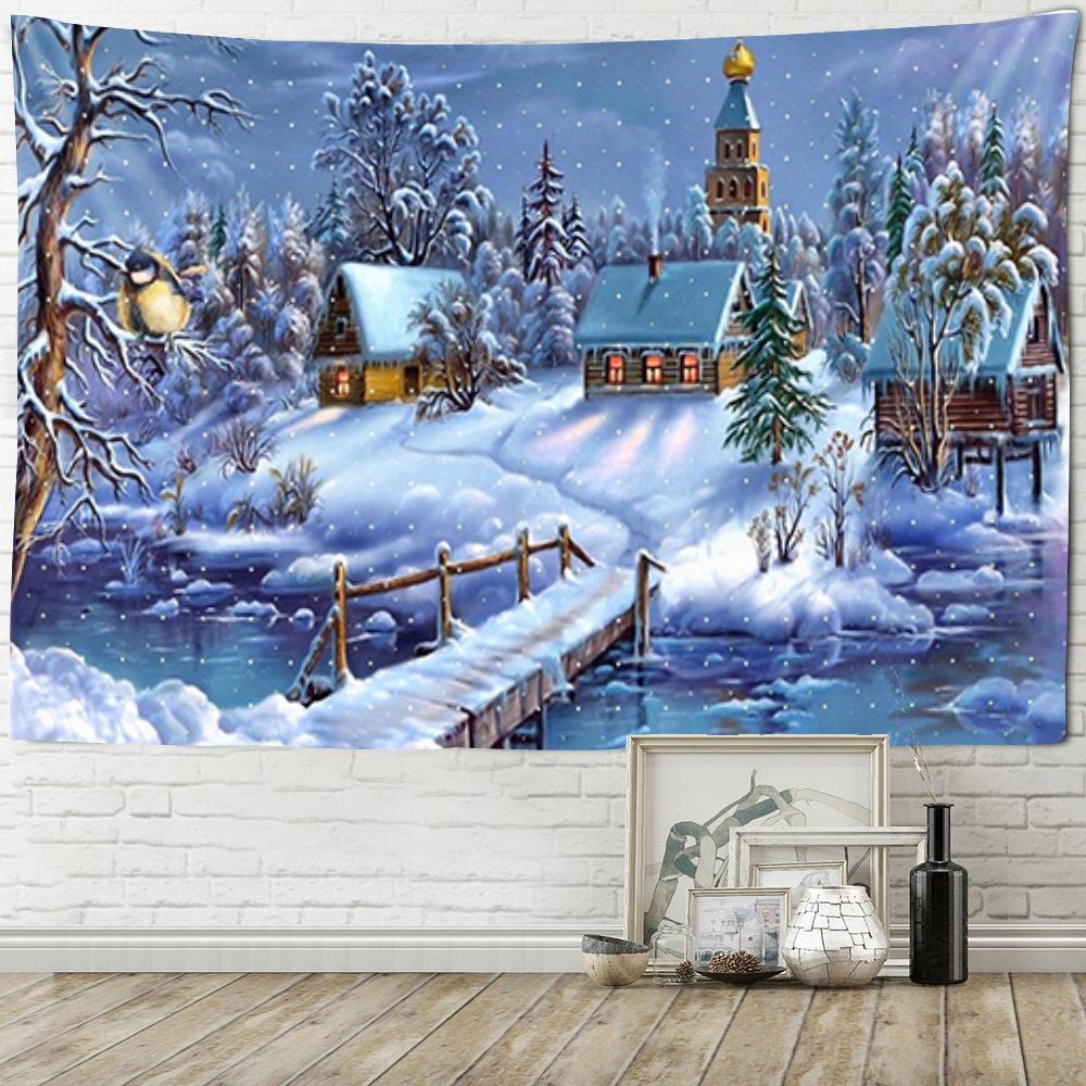 Новый год Рождество Санта-Клаус настенный гобелен арт-деко одеяло занавес висит дома спальня гостиная украшение