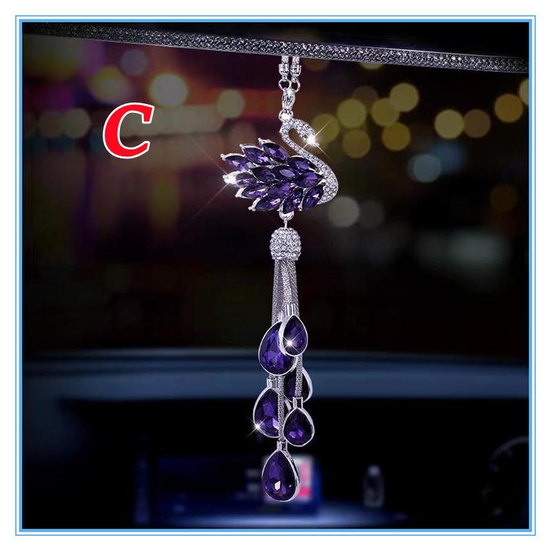 Роскошный кулон для украшения автомобиля со стразами, 3 цвета, кристалл, бриллиант, лебедь, зеркало заднего вида, подвесные автомобильные аксессуары для женщин и девочек