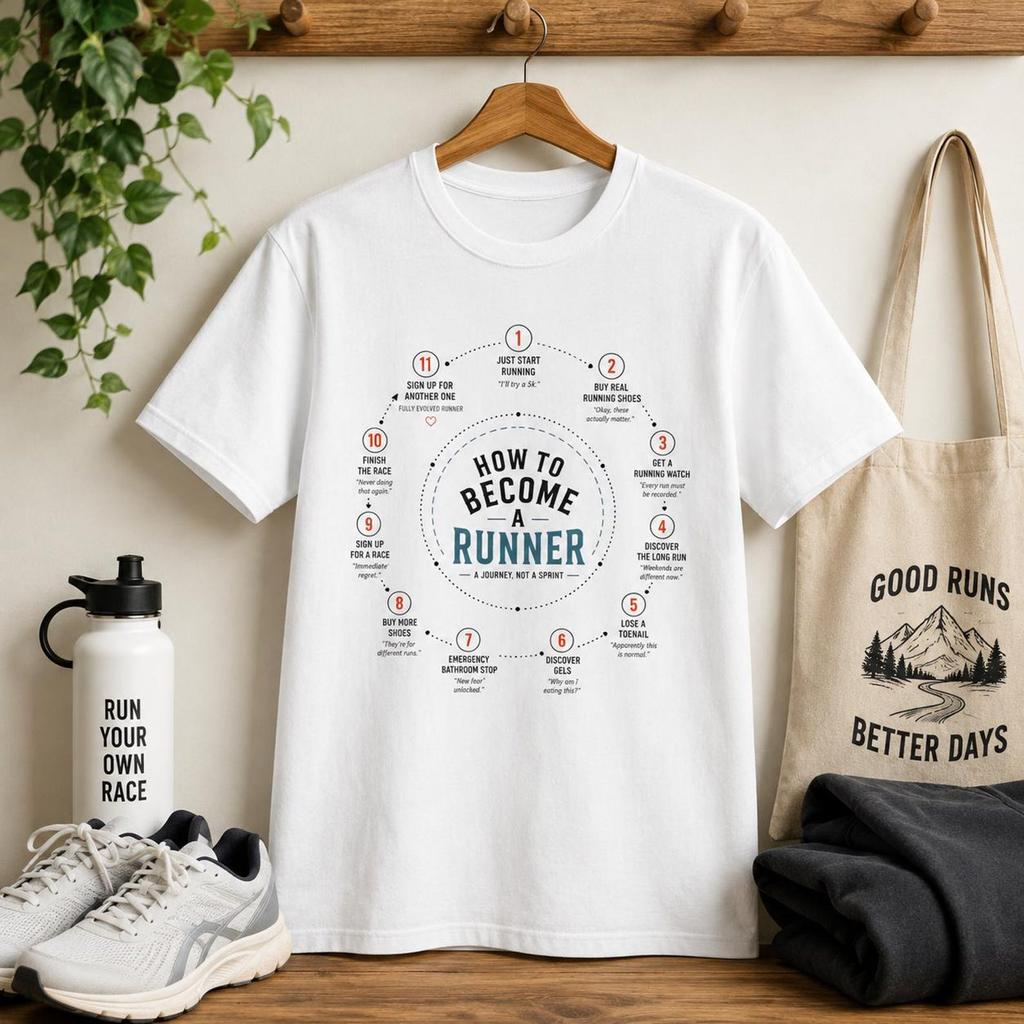 Funny Running Shirt, How to Become a Runner Tee, Runner Gift, Running Humor Shirt, Marathon Runner Gift, Running Club T-Shirt, Running Shirt