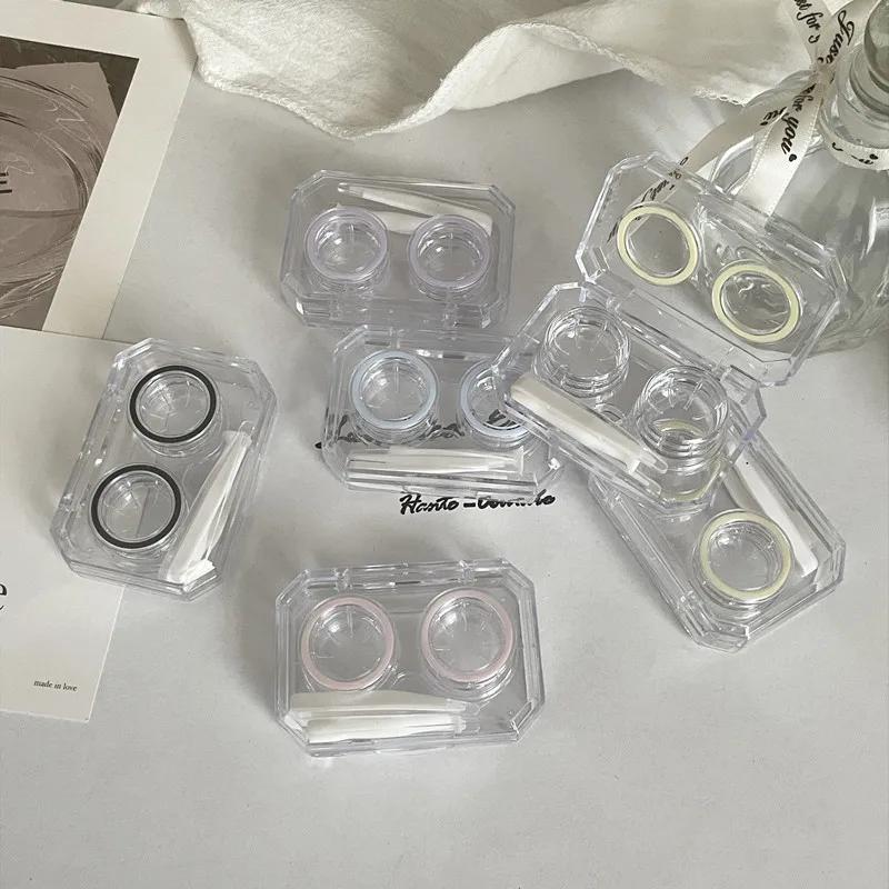 1 шт. Прозрачный мини-коробка для контактных линз, женский дорожный портативный футляр для контактных линз, сопутствующая коробка для ухода за контактными линзами с зеркальным пинцетом