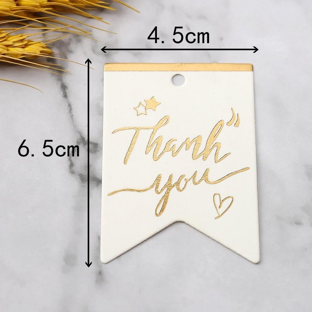 100pcs Bronzing Stamping Thank You Tags Black White Paper Packing Labels Party Label Stickers